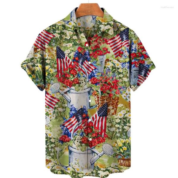 Chemises décontractées pour hommes USA Flag 3D Print pour hommes vêtements drôles drôles américain architecture architecture streetwear blouses y2k boyal blouse tops