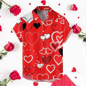 Camisas informales para hombre, camisa con cuello de tortuga de manga larga estampada para el día de San Valentín, camisetas caprichosas, Top de punto para hombre, camiseta ajustada de algodón para Yoga