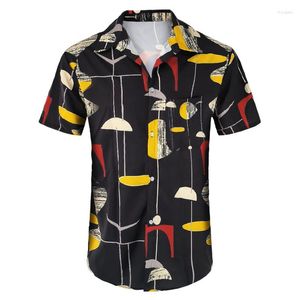 Camisas informales para hombre, estilo Rockabilly Vintage de los años 50, camisa de playa cubana para vacaciones, ropa de calle de manga corta con botones, Top holgado y cómodo