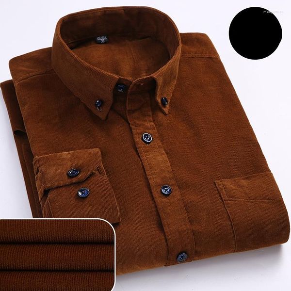 Camisas casuales para hombres Camisa de manga larga de pana vintage Hombres Primavera Otoño Chaqueta Tallas grandes para hombre Estilo de Corea Diseñador de ropa de lujo Negocio