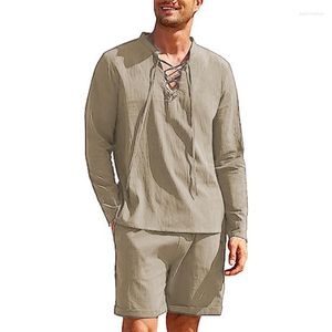Chemises décontractées pour hommes Vintage coton lin chemise hommes respirant à manches longues col montant surdimensionné Streetwear vêtements plage