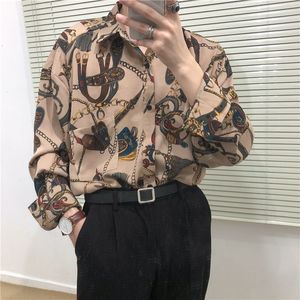 Chemises décontractées pour hommes Vintage mode plage Hawaii pour hommes Harajuku imprimé fleuri à manches longues chemisier ample boutonné chemise 230403