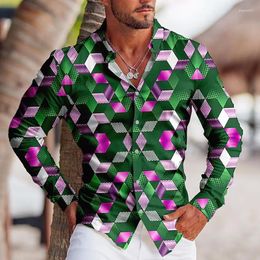 Chemises décontractées pour hommes Vintage Fashion pour hommes chemise surdimensionnée imprimé treillis à manches longues bouton haut vêtements pour hommes fête Cardigan Blouse