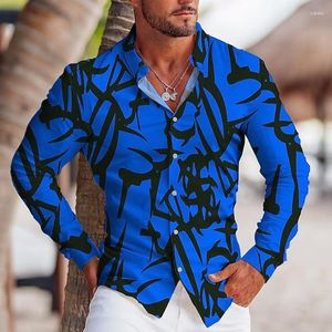 Chemises décontractées pour hommes Vintage mode surdimensionnée pour hommes bouton imprimé irrégulier haut à manches longues vêtements pour hommes hawaïen et chemisiers