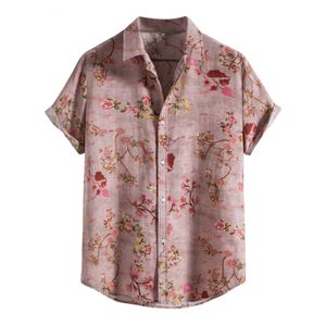 Casual shirts voor heren vintage bloemenpatroon Hawaiiaans shirt Men Korte mouw Casual Summer Beach Wear Shirts Holiday Vacation Aloha Shirt Chemise XL 230506