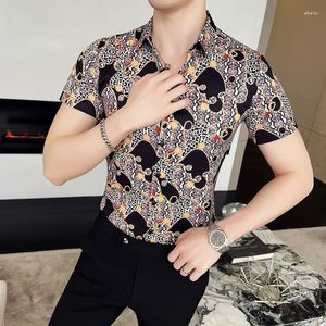 Chemises décontractées pour hommes Vintage imprimé léopard pour hommes à manches courtes chemise slim streetwear vêtements sociaux discothèque fête smoking chemisier