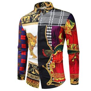 Chemises décontractées pour hommes Vintage luxe baroque hommes robe boutonnée smoking mode scène Streetwear spectacle hommes Camisa Masculina 220906