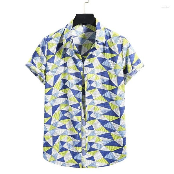 Chemises décontractées pour hommes Vintage Multi Color Plaids Chemise pour hommes Été Manches courtes 3D Blouse imprimée Tops Party Street Button Hawaiian