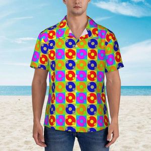 Camisas casuales para hombres Música vintage Hawaii Camisa Hombres Playa Disco Arte Manga corta Y2K Gráficos divertidos Blusas de gran tamaño