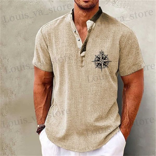 Chemises décontractées pour hommes chemises vintage pour hommes Henley Henley Slve tops 3D Anchor Graphic Vêtements Daily Designer Apparel Strtwear Men Hawaiian Shirt T240419