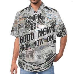 Vrijetijdsoverhemden voor heren Vintage Spar Shirt Headlines Collage Vakantie Losse Hawaiiaanse blouses Grafische oversized top met korte mouwen