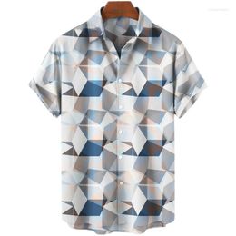 Camisas casuales para hombres Ilusión visual gráfica para hombres ropa estampada 3d camisa de playa hawaiiana manga corta y2k tops ropa vintage solapa