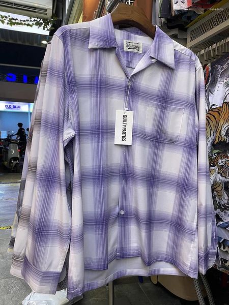 Chemises décontractées pour hommes WACKO MARIA Vêtements Chemise à carreaux Série de haute qualité Marque japonaise Smart Automne Manches longues