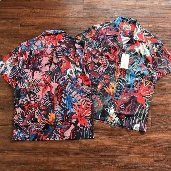 Camisas casuales para hombres Camisa con el logotipo de Wacko Maria para hombres Mujeres Hawaii Beach Summer Style Top Print Designer Clothes