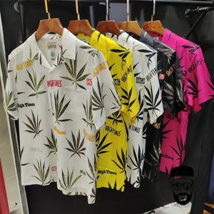 Casual overhemden voor heren WACKO MARIA Shirt Muziekposter bedrukte dunne Hawaiiaanse herenkleding met korte mouwen