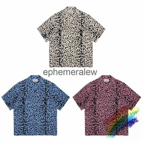 Camisas casuales para hombres WAO MARIA Spotted Leopard Print Shirts Hombres Mujeres Alta Calidad 2023ss Camisa hawaiana Top Teeephemeralew