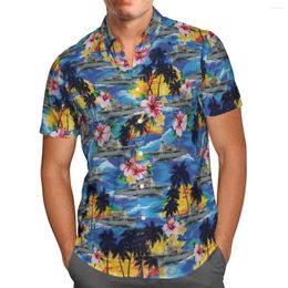 Heren Casual Shirts Oorlogsschip 3D Strand Camisa Hawaii Shirt 2023 Zomer Heren Korte Mouw Streetwear Oversized 5XL Camisas De Hombre-13