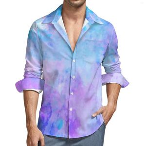 Chemises décontractées pour hommes Chemise à éclaboussures d'aquarelle Chemise à manches longues colorée Blouses Automne Mode Vêtements surdimensionnés