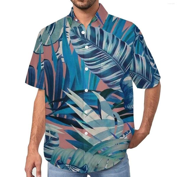 Chemises décontractées pour hommes Aquarelle Tigre Chemise de vacances Feuilles de jungle Imprimer Blouses vintage hawaïennes à manches courtes Tops Plus Taille