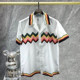 Casual shirts voor heren golf shapy print mannelijk shirt 2024 zomer korte mouw fancy stijlvol voor mannen strand vakantie camisas hombre