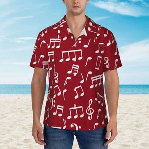 Casual overhemden voor heren Wit muzieknotenoverhemd Muzikant Vintage Hawaiiaanse heren korte mouwen Vakantie Streetstyle Design Oversized blouses