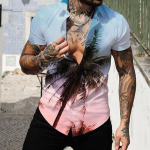 Casual shirts voor heren Witte vlakte T voor mannen Spring Summer Single Breasted Rapel Full Print Beach Korte lichtgewicht Top Menmen's