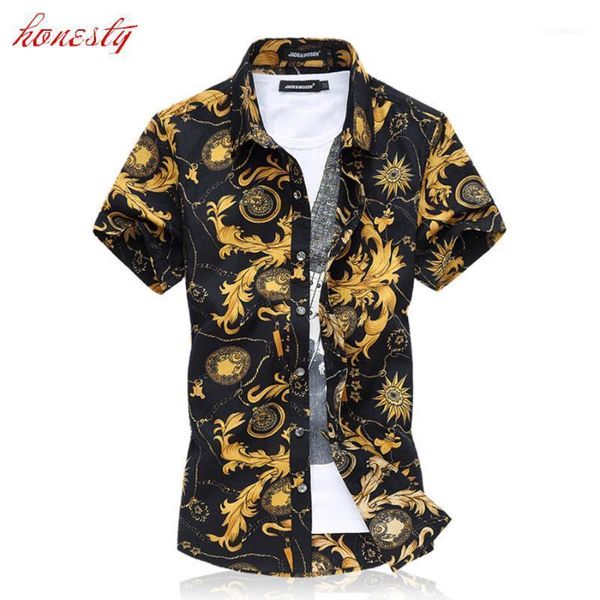 Camisas casuales masculinas al por mayor- hombres de manga corta vestido de vestir floral más tamaño M-6XLSummer Slim Fashion Blusa de algodón Social Sociedad SL-E5181