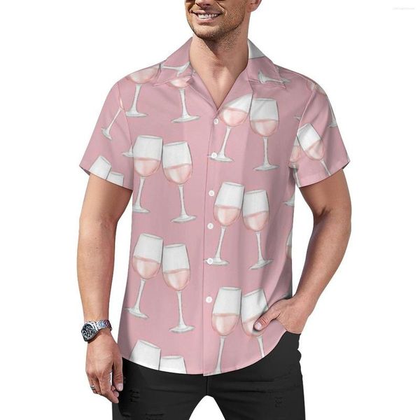 Chemises décontractées pour hommes verres à vin chemise de plage amour hawaïen homme y2k blouses courte-manche vêtements graphiques