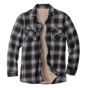 Casual shirts voor heren winterheren sherpa fleece gevoerde warm flanel shirts jas klassieke geruite button up shirt jassen 230516