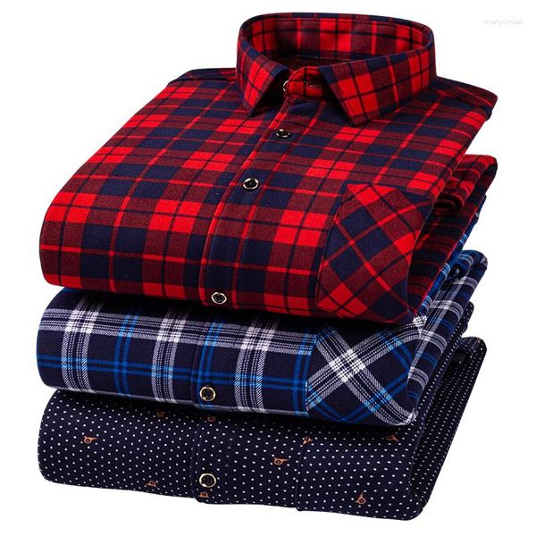 Chemises décontractées pour hommes hiver chaud pour hommes coupe régulière plus épais velours haut chemisier asie grande taille grand plaid vêtements manches longues