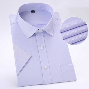 Casual shirts voor heren werken Twill Men overhemd Solid Summer Short Sleeve Plain Business Heren Formeel shirt met voorzake pocket Easy Care Regular Fit W0328