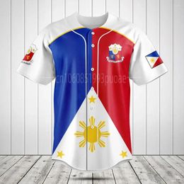 Casual shirts World Baseball Filippijnen voor heren 3D Print Mesh Jersey Shirt Tops Tee Men Streetwear Short Sleeve Sport Tracksuit