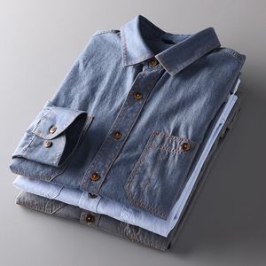 Camisas casuales para hombres Reproducción de la Segunda Guerra Mundial Vintage US Navy Denim Chambray Camisa de trabajo para hombres Práctico mortal 230412