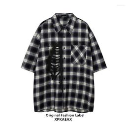 Chemises décontractées pour hommes xpkaeax marque de mode originale Summer Summer Loose Half Mancheve Style Iondure Plaid court