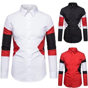 Camicie casual da uomo XS-7XL 2023 Abbigliamento da donna per uomo Passerella Color Matching Camicia a maniche lunghe Amanti Costumi taglie forti