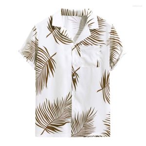 Casual shirts voor heren gele lange shirt mouw romper mannelijke zomer afdrukken korte knop omlaag bovenaan Menmen's ELDD22