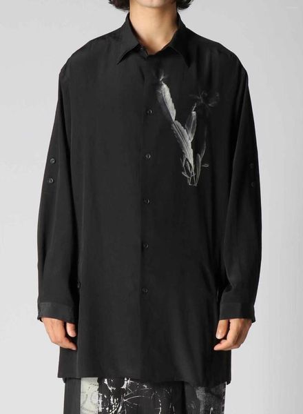 Chemises décontractées pour hommes Yohji Japon Style coréen Vêtements Chemise longue pour hommes Vêtements surdimensionnés