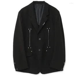 Chemises occasionnelles pour hommes Yohji Costume Jacket All Black Yamamoto Style Dark Fan Punk Nail Automne Couple Fashion Brand Design All-Match Hommes Femmes