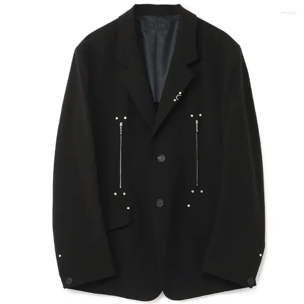 Camisas casuales para hombres Yohji Traje Chaqueta Todo Negro Yamamoto Estilo Dark Fan Punk Nail Otoño Pareja Moda Diseño de marca Todo fósforo Hombres Mujeres