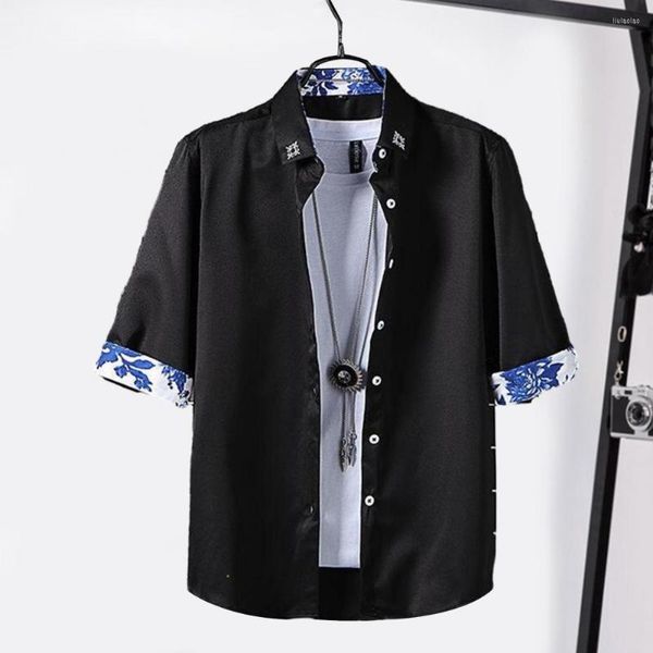 Chemises décontractées pour hommes Jeunes hommes Chemise de printemps Cardigan Business Revers formel Couleur assortie Vêtement
