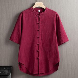 Chemises décontractées pour hommes Yukata Kimono chemise Style japonais été en ligne chinois col montant T-shirt robe de samouraï pyjama Haori