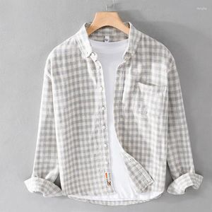 Mannen Casual Shirts YZLDS Mode Lente Herfst Houndstooth Gemalen Lange Mouw Losse Plaid Ruffian Wollen Kleding Voor Mannen