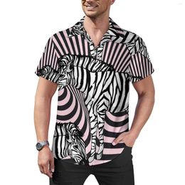 Chemises décontractées pour hommes Zebra Print Blouses d'aquarelle Hommes Trendy Abstract Stripes Hawaii Short-Sleeve Street Style Oversize Beach Shirt