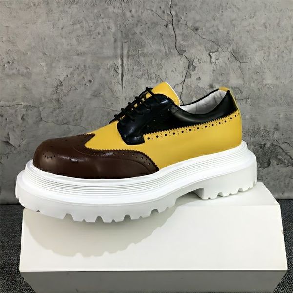 Zapatos informales para hombre, color a juego, estilo británico, nuevos zapatos de cuero con punta grande y muffin