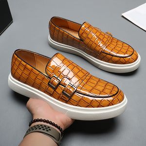 Chaussures décontractées pour hommes crocodiles cuir en cuir masculin molle mènes mobile pour hommes
