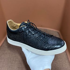 Chaussures décontractées en cuir de vache véritable pour hommes, baskets à la mode, motif serpent, faites à la main, à lacets, respirantes, Derby quotidiennes