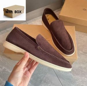 Casual herenschoenen LP loafers platte lage suède Koe lederen oxfords Loros.Piana Mocassins zomerwandeling comfort loafer slip op loafer rubberen zool flats doos stofzak