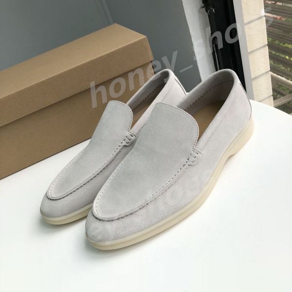 Chaussures décontractées pour hommes LP mocassins plats bas en daim Oxfords en cuir de vache Loro Mocassins été marche confort mocassin sans lacet mocassin semelle en caoutchouc appartements EU35-47 H41