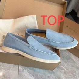 Chaussures décontractées pour hommes Top Suede Cow Leather Loro Piano Summer Walk Moccasins Summer Walk LP LOFERS FLAT LOW CONFORT LOAFE SLIP SLIGNE SUR LA SOLE RÉSÉBRAL SOLE AVEC BOX 235