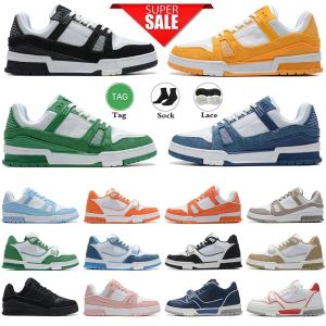 Chaussures décontractées pour hommes Baskets pour femmes Baskets Virgil Denim Toile Cuir abloh Blanc Rouge Bleu lettrage couvert Plateforme de mode Baskets de créateurs